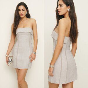 Reformation Zara Linen Mini Dress Oatmeal – Size 2